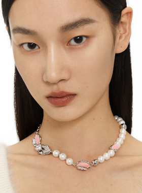 小众设计拼接珍珠链条项链