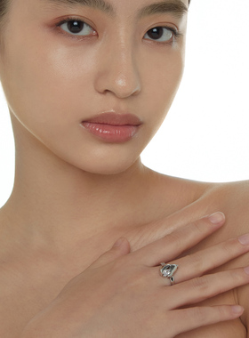 BOONEE裂纹镶钻水滴造型链条戒指