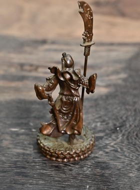 日本回流铜关公立刀像摆件