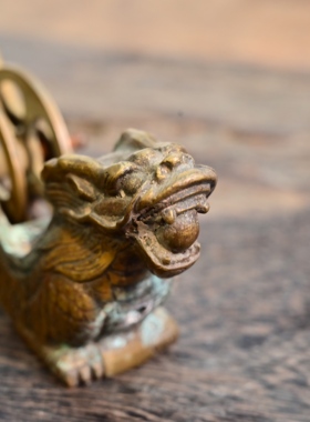 日本回流中古纯铜龙形墨斗摆件