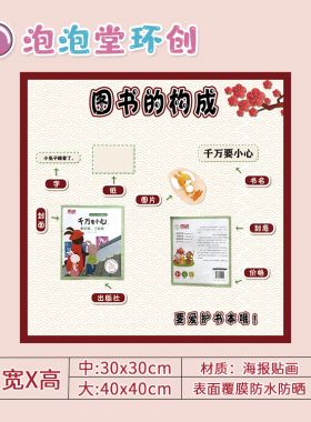 幼儿园阅读图书区域环创纸中国风