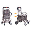 Foldable carbon steel pushing portable storage car for elderly