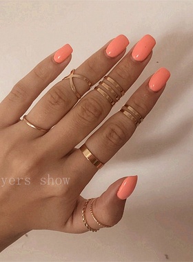 极速KISSWIFE 8 Pcs/Set Simple DesigFn Round Gold Color Rings