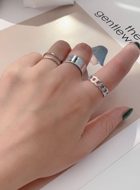 极速Hiphop/Rock Metal Geometry Circular PuMnk Rings Set Open