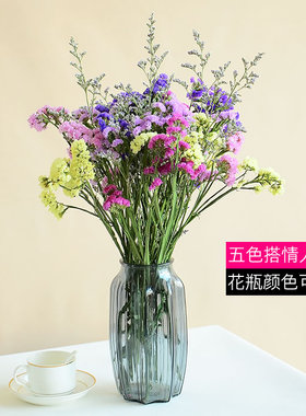 天然勿忘我真花i干花大花束带花瓶套装客厅书房办公室装饰摆放i.