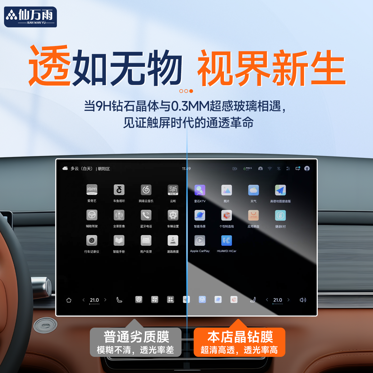 捷途山海L7PLUS中控屏幕钢化膜导航贴膜PLUS车内装饰用品改装配件