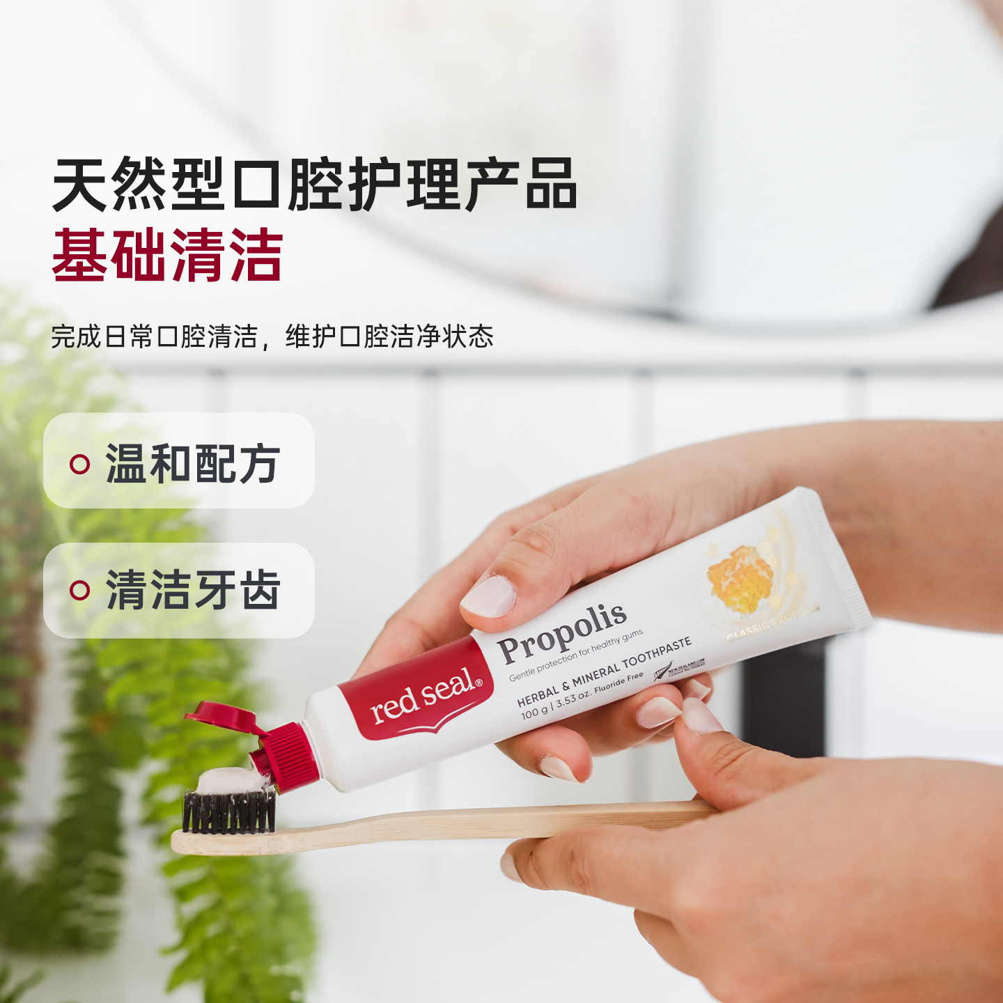 Redseal 红印新西兰蜂胶牙膏无氟低泡护龈护齿薄荷味正品100g