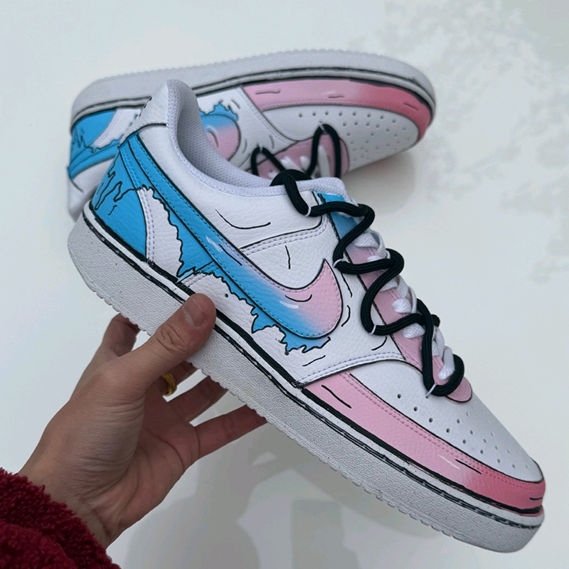 定制球鞋Nike Court Vision1 宇宙漫画 二次元 涂鸦手绘低帮板鞋 - 图1