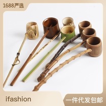 Bamboo Root Long Handle Bamboo Water Spoon Day Style Divided Tea Spoon Watering with Scoop Wine Ware Tea Set Accessories Zero Fit