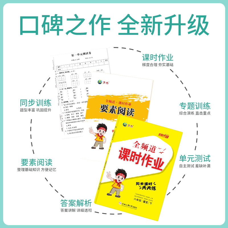 2024新版全频道课时作业小学六年级下册语文数学英语附小册子+试卷+答案人教苏教北师大同步练习课后课堂作业本合肥工业大学出版社-图2