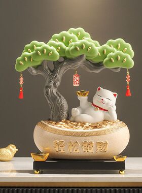 轻松发财树招财猫客厅玄关电视柜