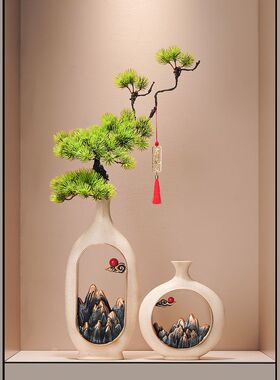 新中式办公室客厅花瓶摆件高档