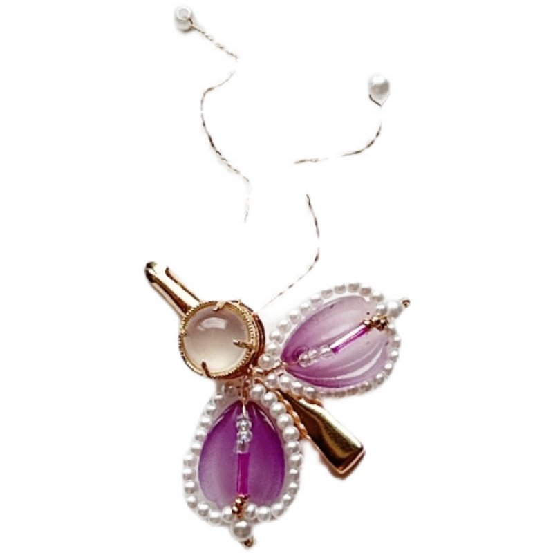 【晓梦】紫色琉璃花瓣蝴蝶原创设计儿童汉服古风手工头饰发夹对夹,淘宝优惠券,粉丝福利购,淘宝优惠卷