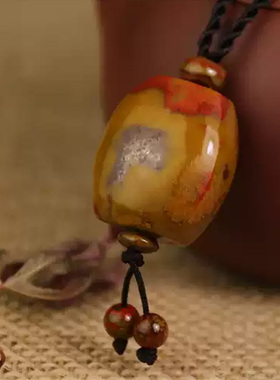 自然风缟玛瑙原石文玩南红项链