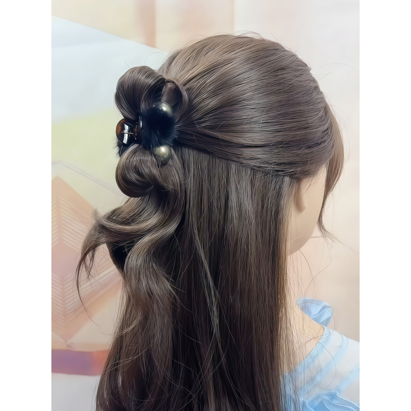 珍珠毛球半扎发抓夹女秋冬毛毛后脑勺盘发发夹刘海夹马尾夹子头饰,淘宝优惠券,粉丝福利购,淘宝优惠卷