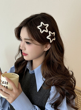 波点黑色星星云朵发夹边夹女前额侧边刘海夹子头饰后脑勺碎发bb夹