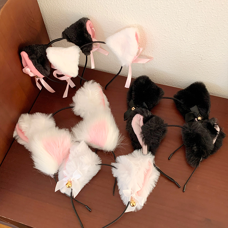 猫咪耳朵发箍性感毛绒绒纯欲蝴蝶结铃铛可爱甜美超萌头箍时尚潮流