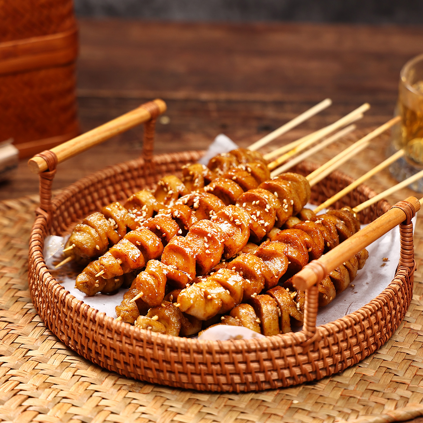 原味烧烤生面筋串半成品手工面筋对切面筋头冷冻家用大小烧烤炸串 - 图2