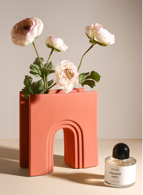 北欧ins几何艺术陶瓷花瓶莫兰迪插花器玄关餐桌装饰摆件