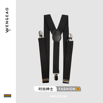 Boy black braces pants tightness adjustment braces clip long pants Inlenty wind gown Spring and autumn Western suit pants suit