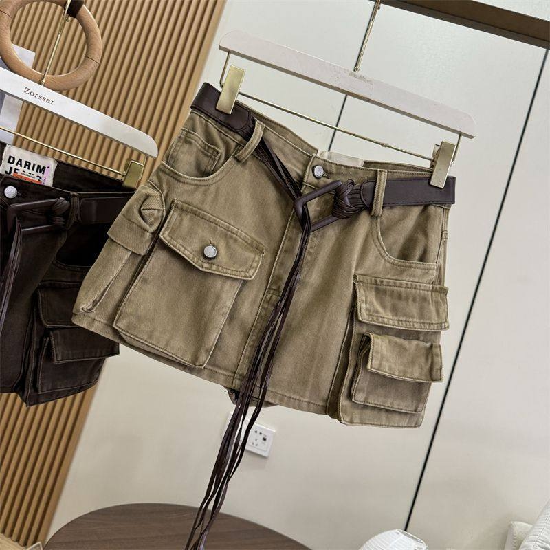 深圳南油高货2025早秋新款宽松显瘦辣妹街头复古工装裙女短裙裤子,淘宝优惠券,粉丝福利购,淘宝优惠卷