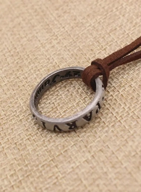 欧美电影周边饰品 神秘海域4dr戒指皮绳项链 合金刻字指环挂件