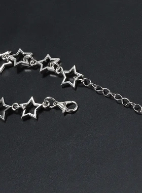 独立站镂空五角星手链 欧美男女时尚星形手饰哥特合金手链