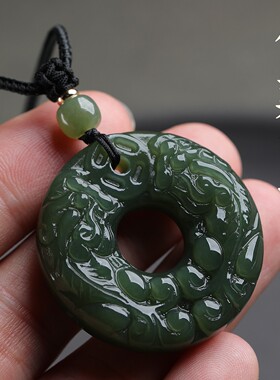 天然和田玉貔貅平安扣项链