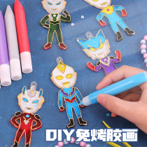 Free Baking Glue Painting Children Diy Handmade Crystal Fill Color Len Toy Male Girl Sand Drawing Castle Wheel Treasure Paint 6