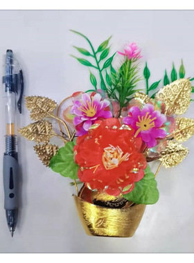 祭祀小花篮多色绢花绢布元宝底座花圈花篮随葬安葬寄存骨灰盒摆件