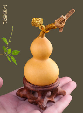 文玩小葫芦手把件天然精品小号手捻盘玩迷你带龙头金叶子把玩摆件
