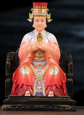 供奉妈祖娘娘神像 家用湄洲岛海神 天上圣母天后树脂彩绘佛像摆件