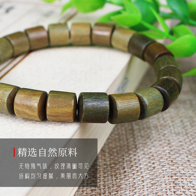 绿檀手串个性桶珠单圈男女情侣手链饰品愈创木文玩佛珠檀香木手串,淘宝优惠券,粉丝福利购,淘宝优惠卷