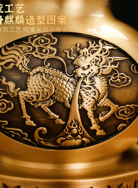 黄铜麒麟招财葫芦摆件家居工艺品