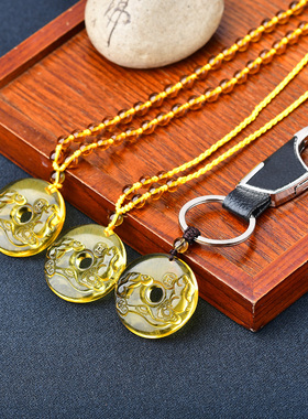 2026马年鸿兔谛听黄水晶生肖属狗吉祥吊坠项链男女款狗本命年礼物