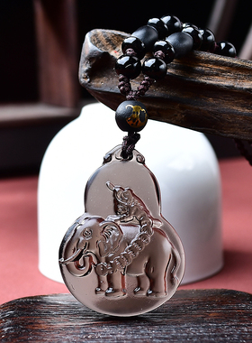 淘运灵阁灵蛇进禄吊坠属牛人吉祥佩戴物2026年黑曜石葫芦项链