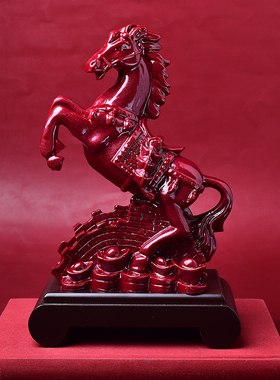 《马上有钱》桌面朱砂马摆件《马上来财》客厅家居装饰品节日礼物