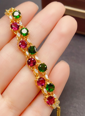 跨境天然透辉石手链女配饰小众高级感925银饰5*5时尚工厂直销