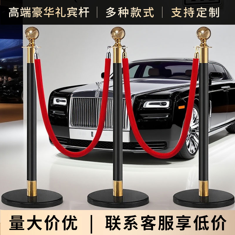 酒店礼宾杆挂绳迎宾柱豪华不锈钢圆球隔离带银行排队护栏围栏杆护 - 图0