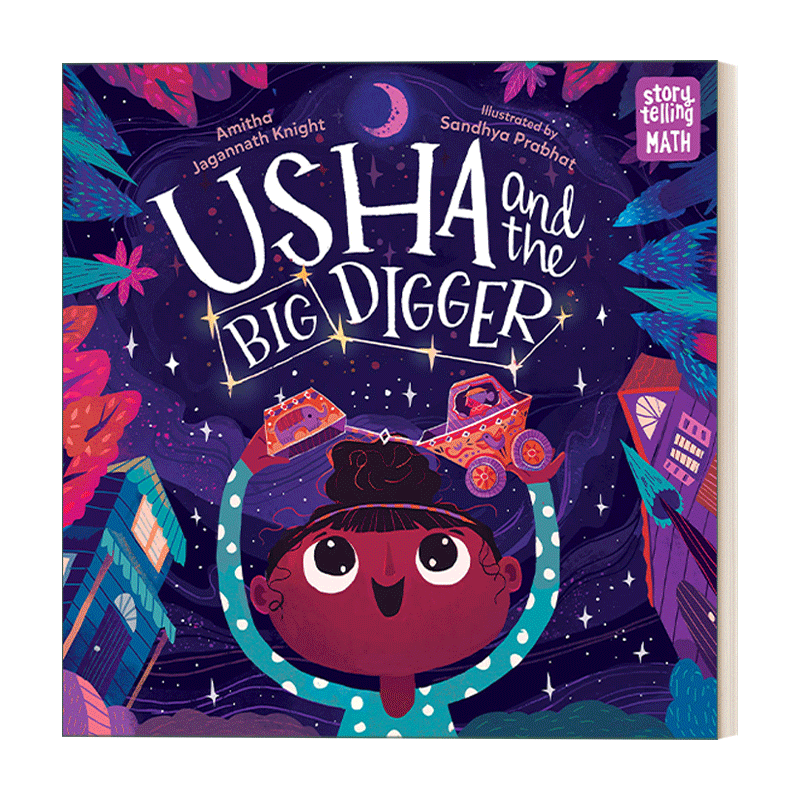 英文原版 Usha and the Big Digger 讲故事学数学系列 乌莎和大挖掘机 儿童绘本 Sandhya Prabhat 英文版 进口英语原版书籍 - 图0