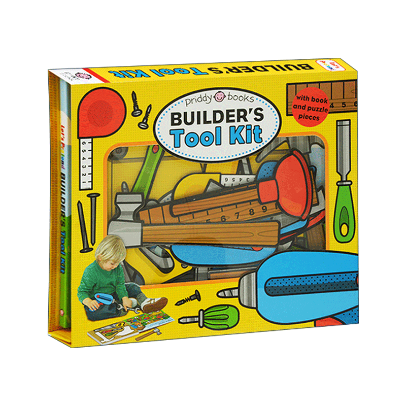 英文原版 Let's Pretend Builder's Tool Kit 小小角色扮演家 建筑者 儿童科普百科翻翻操作纸板书 益智游戏套装精装 英文版
