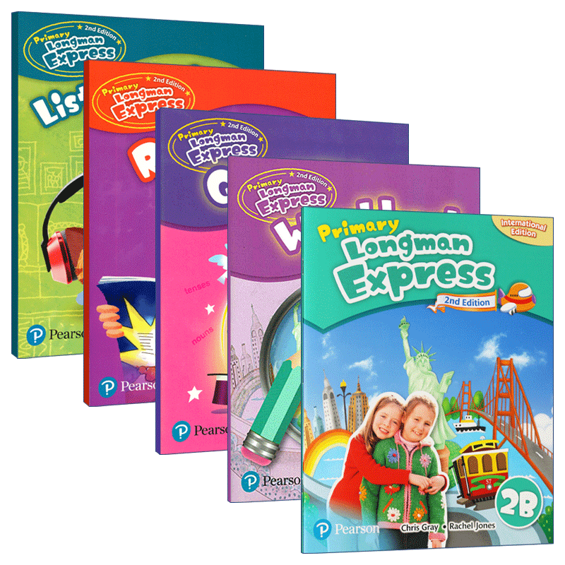 英文原版 Primary Longman Express 2B 朗文PLE小学英语二年级下册 新版 一个学期5本套 课本+4本练习册 朗文小学教材2B进口书籍