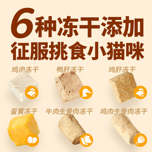 肉垫六拼冻干猫粮全价粮囤货猫粮实惠装猫粮全价全期6种冻干 - 图1