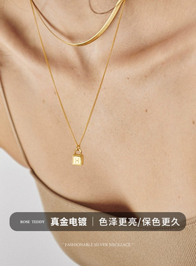 纯银吊坠锁头26字母金色项链女士颈链2025年新款网红爆款锁骨链