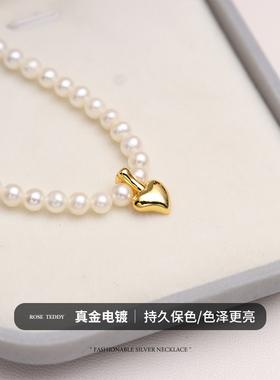 爱心吊坠女纯银金色小金豆单坠