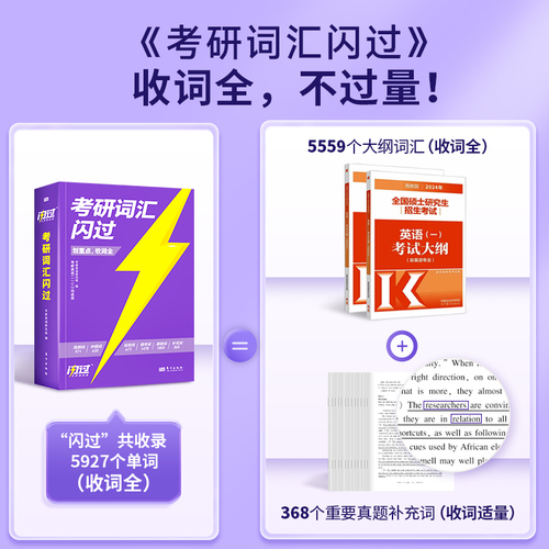 【送配套视频课】考研词汇闪过2025考研英语一二词汇书单词书默写本大纲5500词长难句高频词乱序版搭2024考研真相历年真题红宝石