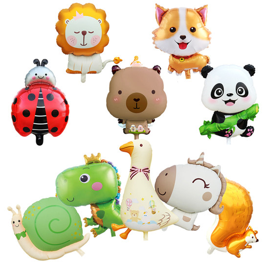 动物造型飘空铝膜气球户外活动婴儿宝宝绑腿充氦气可飞天卡通玩具