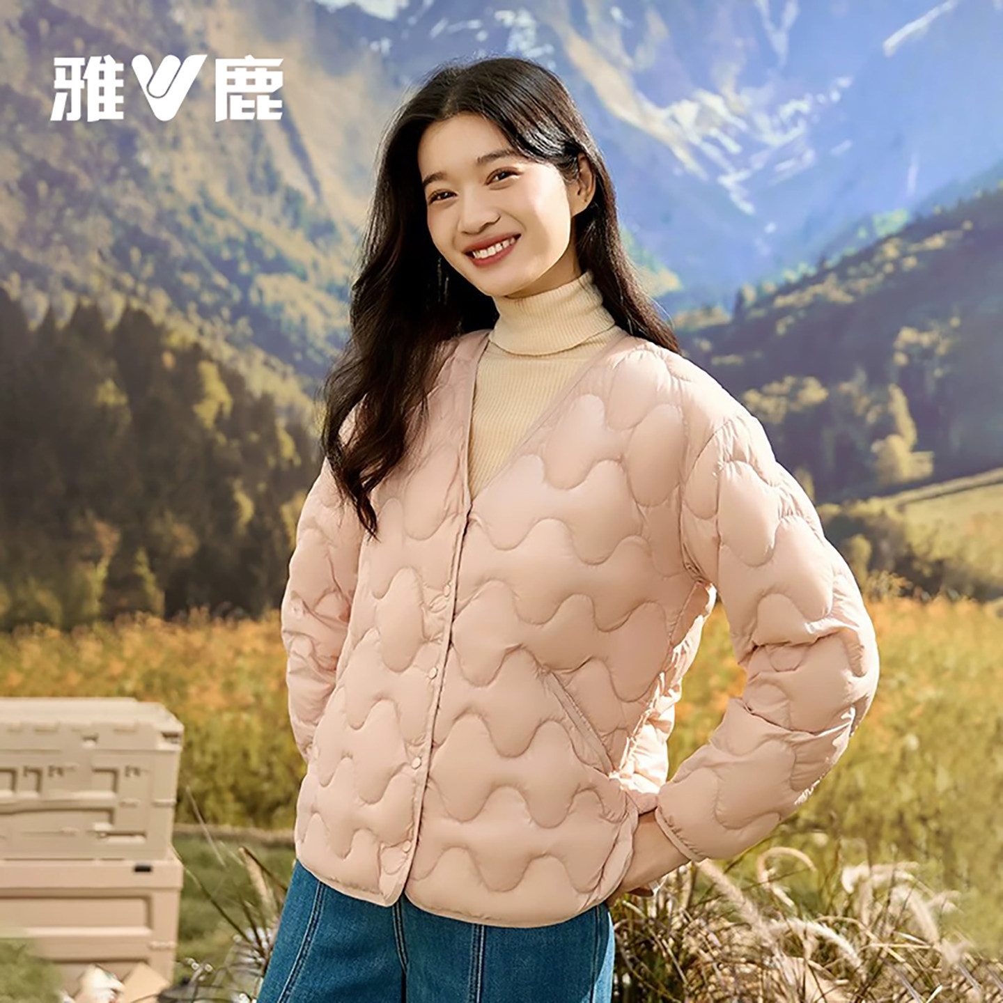 雅鹿官方轻薄款羽绒服女2026新款短款V领羽绒内胆轻暖内搭外套 方套实拍商品图