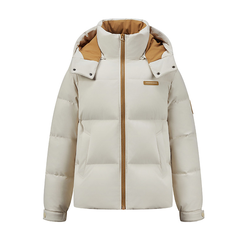 雅鹿短款大码羽绒服女25年新款连帽撞色保暖加厚90鸭绒面包服外套