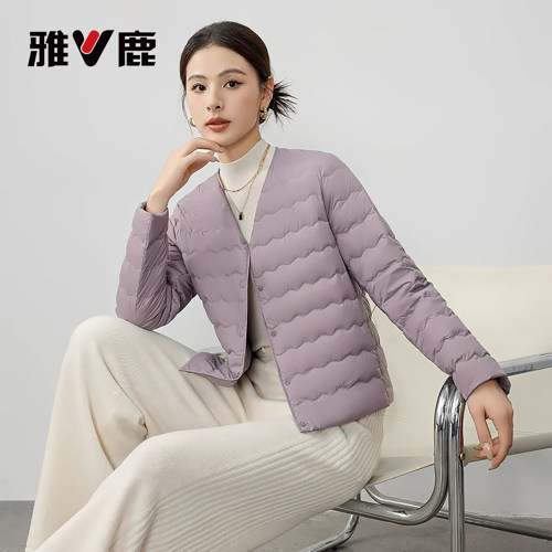 雅鹿轻薄款羽绒服内胆女款2026冬季新款短款内搭修身无领保暖外套 - 图0